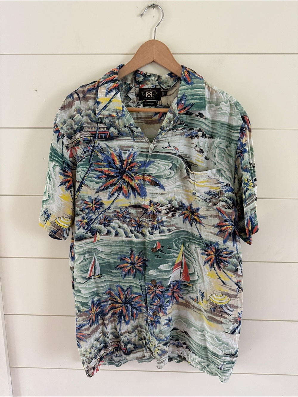 Ralph Lauren Double RL Men’s Tropical Camp Shirt - Green Multi szXL